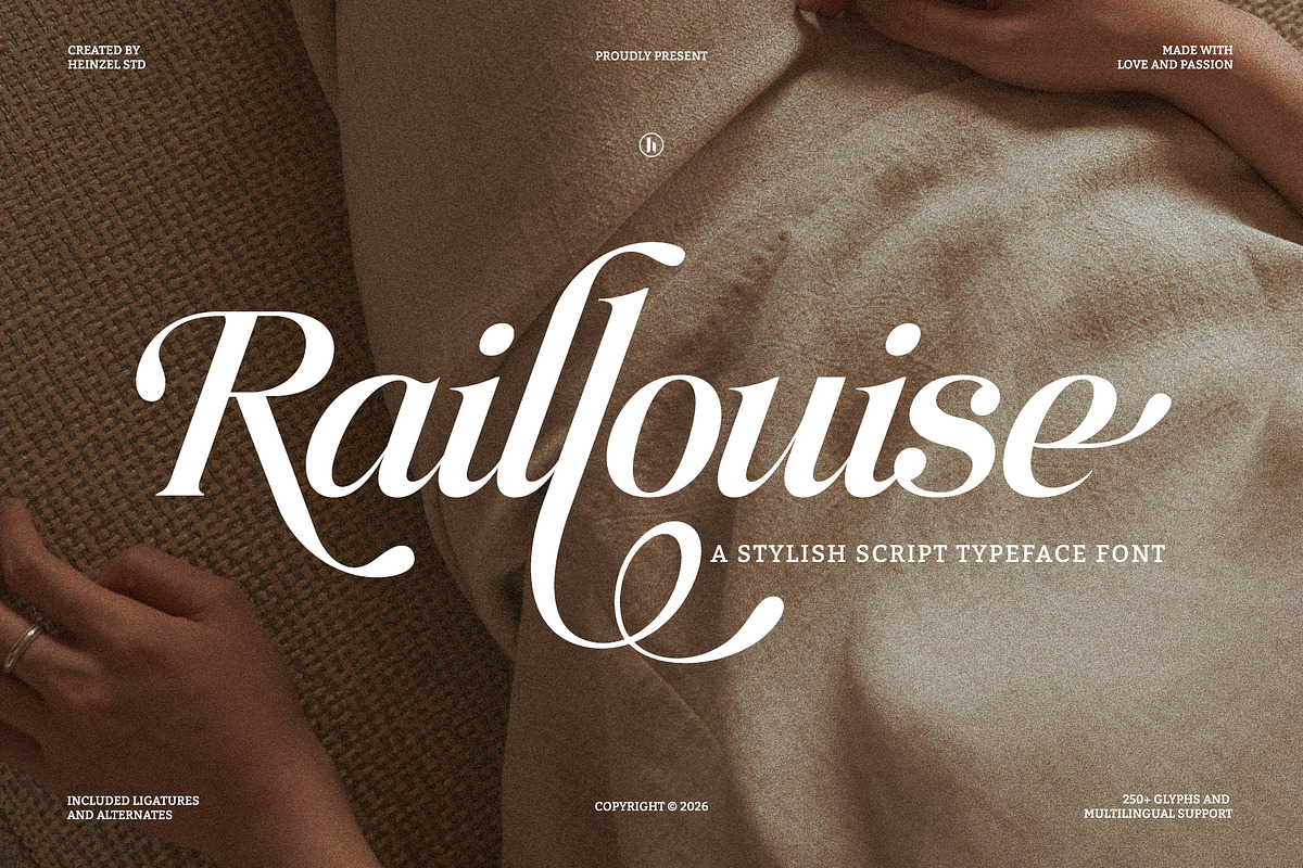 Raillouise Stylish Script Font, a Script Font by Heinzel Std (Photo 1 of 16)