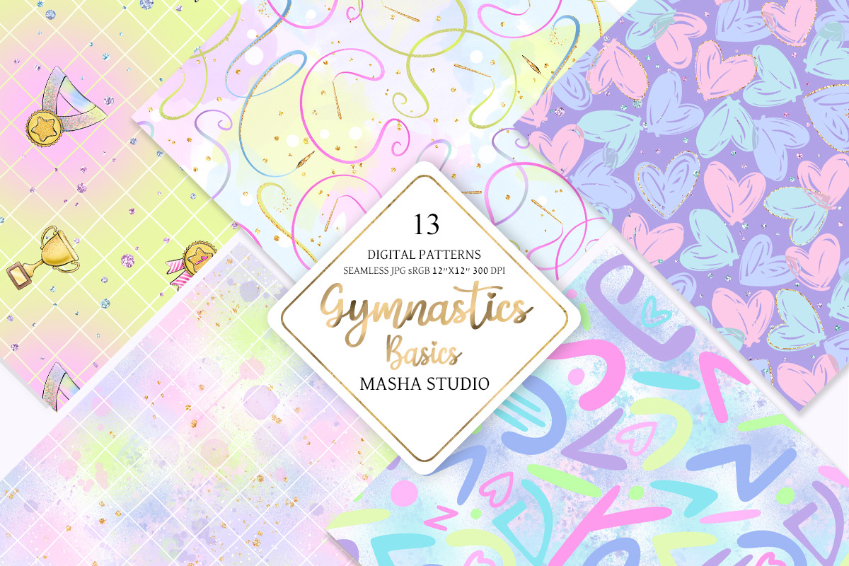 Gymnastics Basic Digital Papers, a Pattern Graphic by Masha  Studio (Photo 1 of 7)