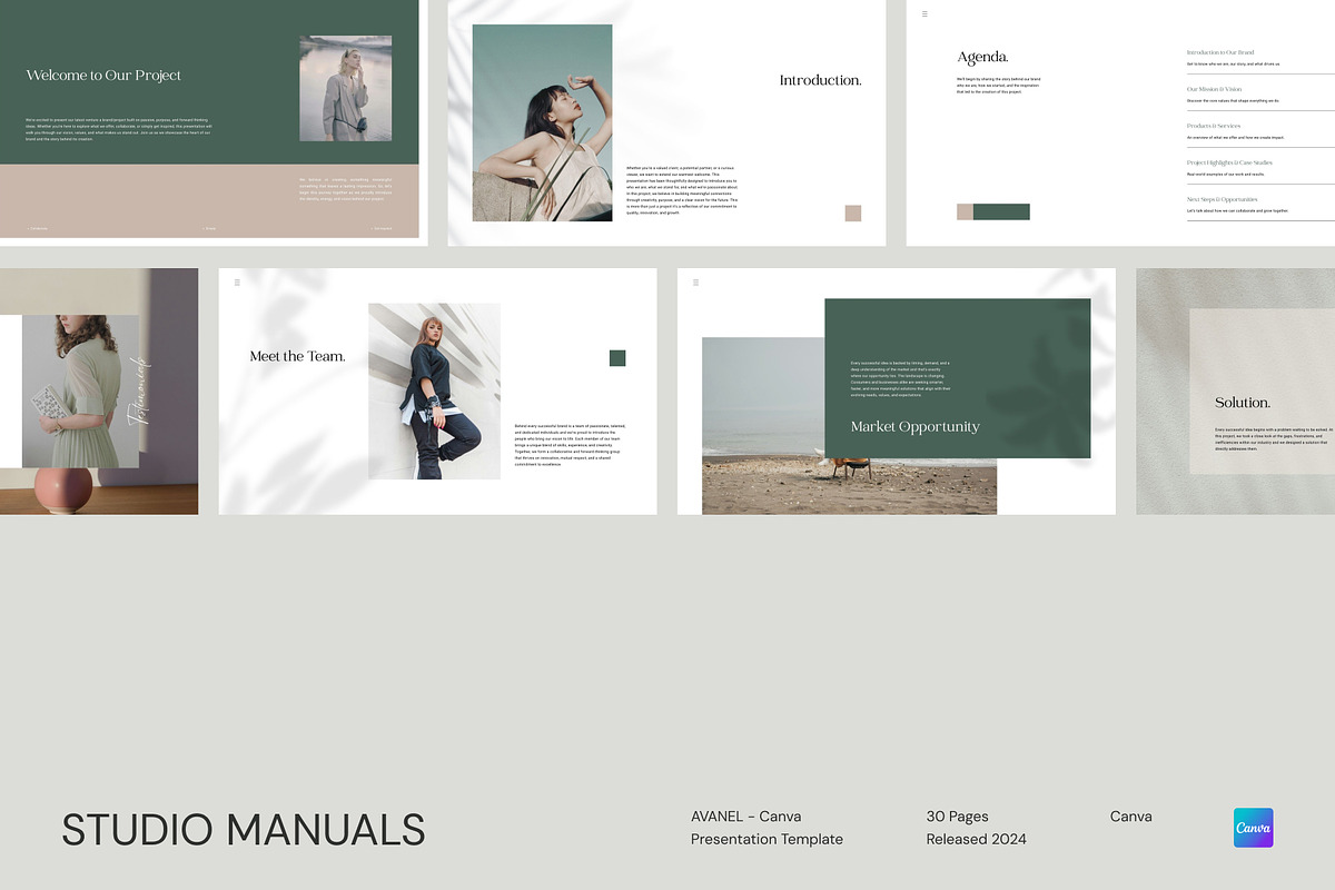 AVANEL – Canva Presentation Template, a Social Media Template by Studio Manuals (Photo 2 of 8)
