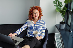 A portrait of businesswoman resting, a Business Photo by HalfPoint