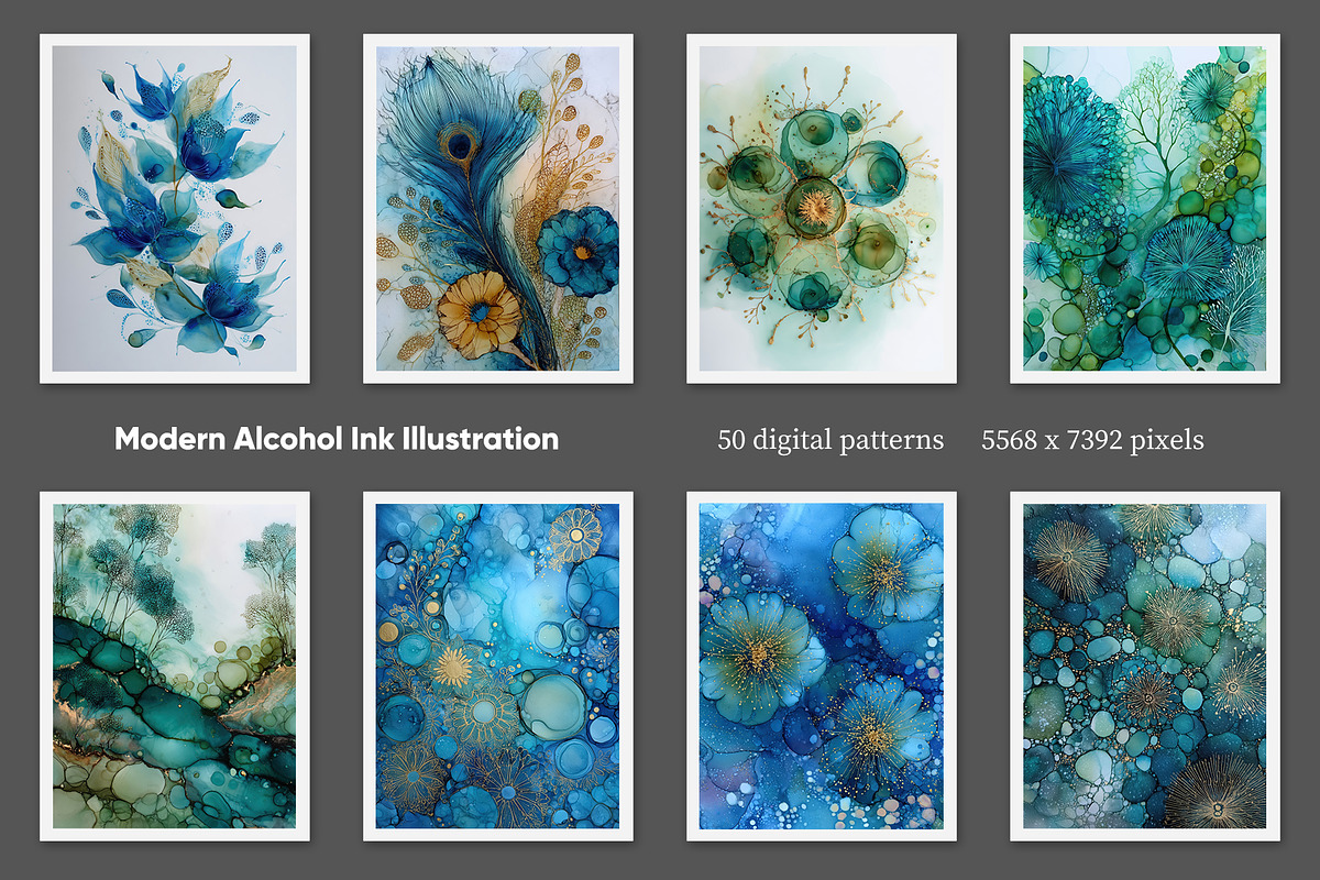 Modern Alcohol Ink Illustration, a Decorative Illustration by Housui Patterns (Photo 7 of 9)