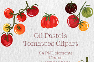Oil Pastel Whimsical Tomatoes Set