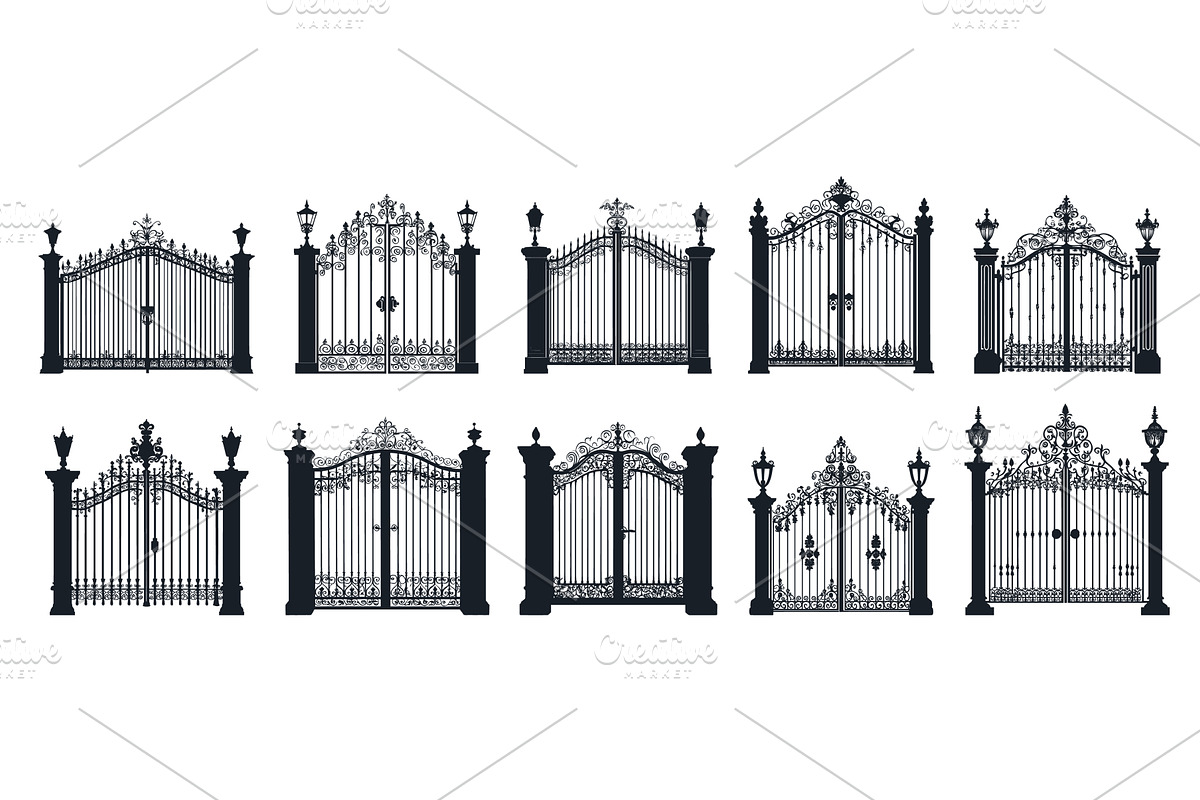Iron gates with decorative elements, an Illustration by Valerie Bodnar