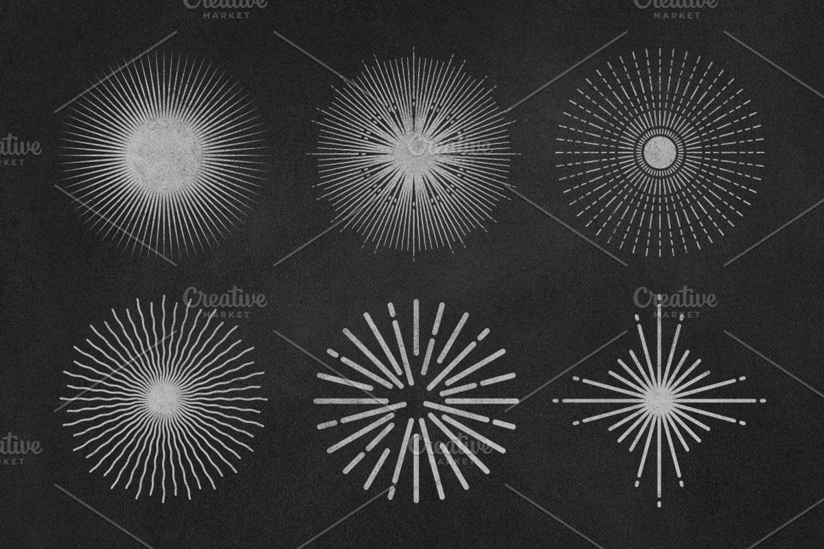 24 Retro Sunbursts - Set Vectors preview 5