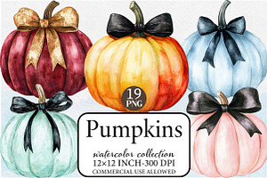 Pumpkins Watercolor PNG, an Illustration by Libby Wishes