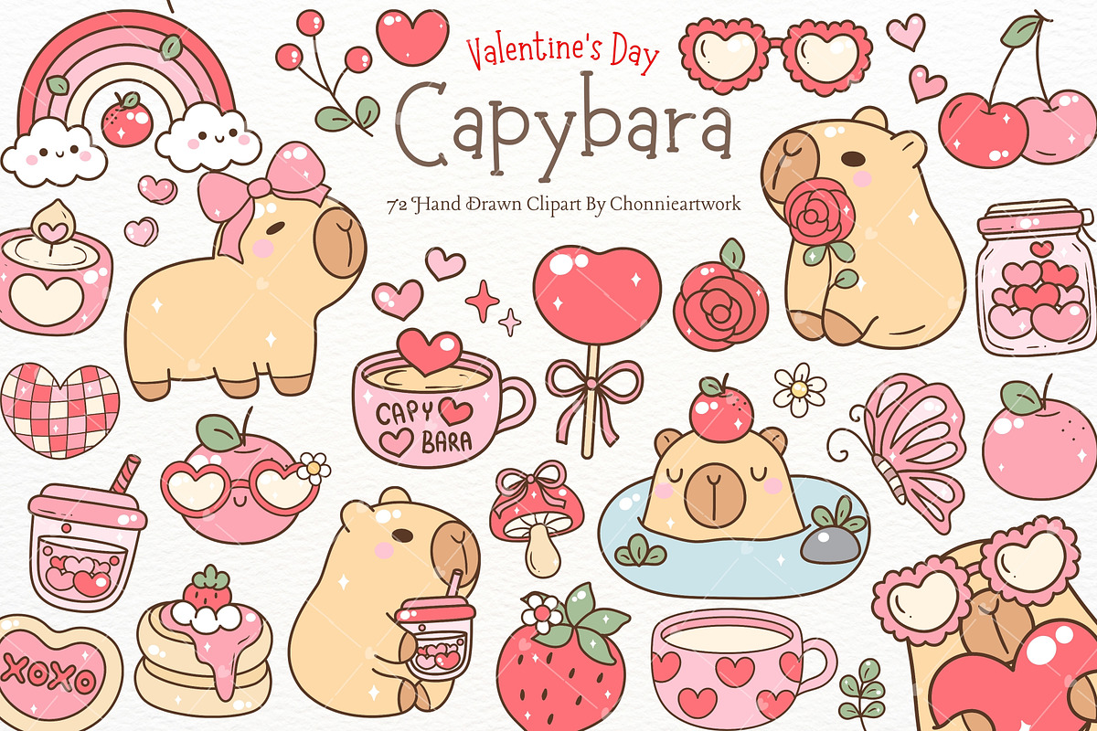 Groovy Valentine Capybara SVG PNG, an Animal Illustration by Chonnieartwork (Photo 1 of 6)