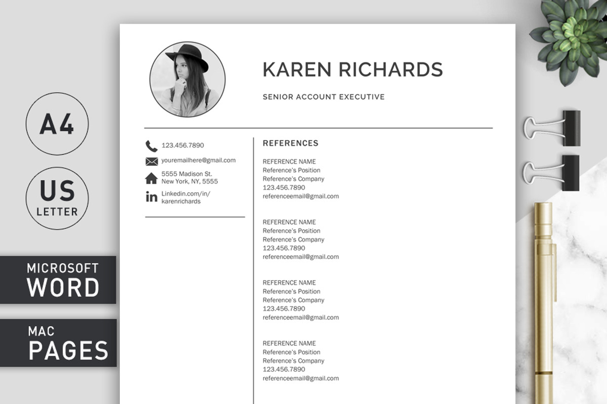 Minimal Resume Template / CV, a Resume Template by Klamp Studio (Photo 5 of 9)