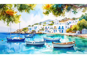 Charming coastal village with white, a Nature Photo by Igor Tichonow