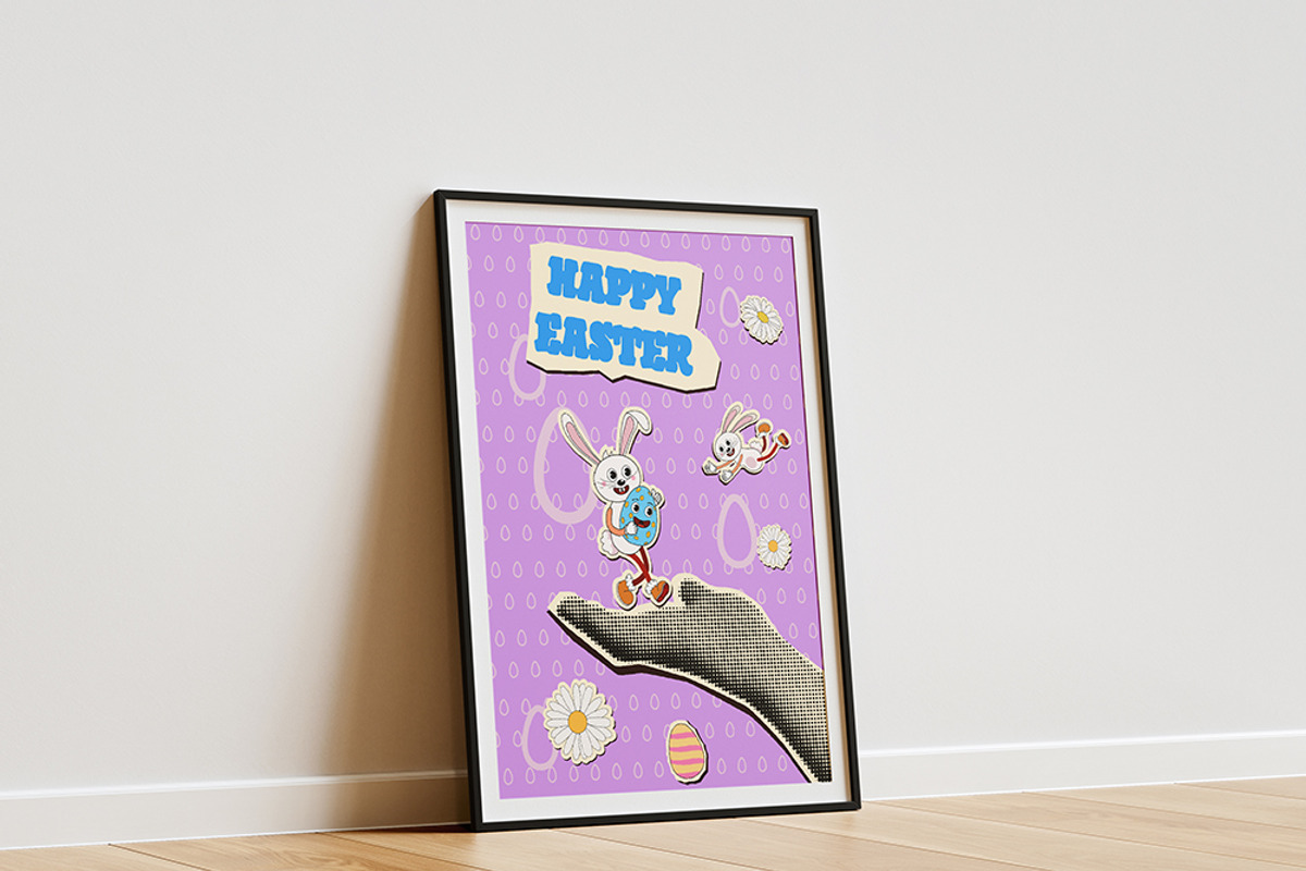 Happy Easter modern collage poster, a Seasonal Illustration by Vector_Up (Photo 3 of 6)