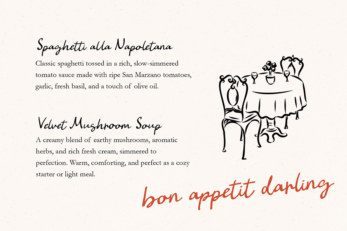 Bon Appetit Darling Pencil Script, a Handwritten Font by Kaya Fonts (Photo 6 of 44)
