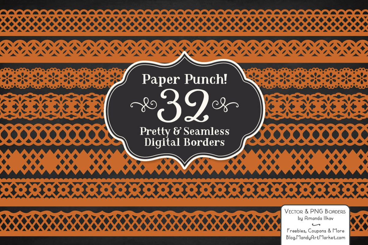 Pumpkin Lace Border Clipart, an Illustration by Amanda Ilkov (Photo 2 of 5)