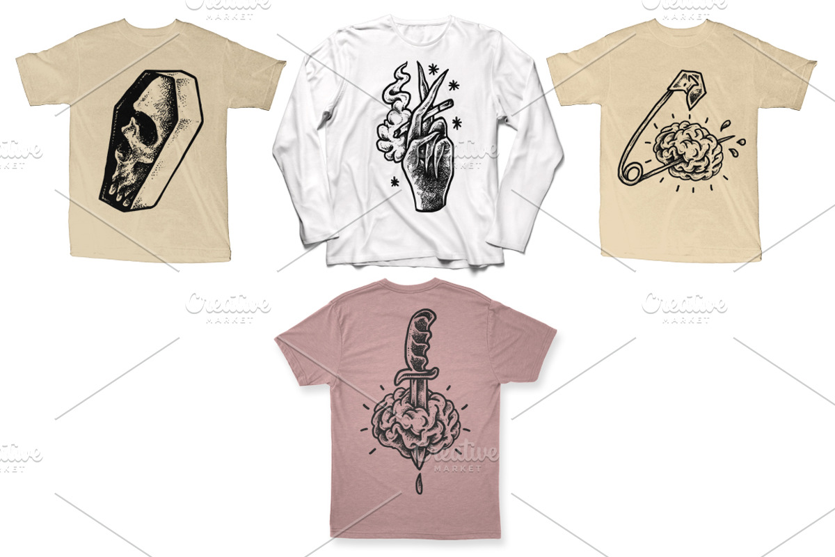 100 Tattoo-Style Tee Designs, an Object Illustration by Design by sebrodbrick (Photo 34 of 34)