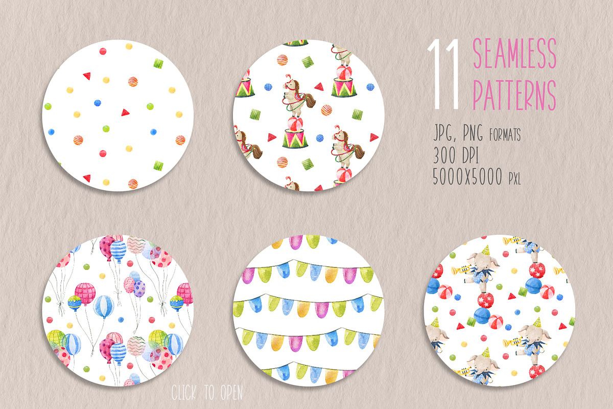 Watercolor Circus Animals Clipart, an Animal Illustration by the_myro (Photo 7 of 16)