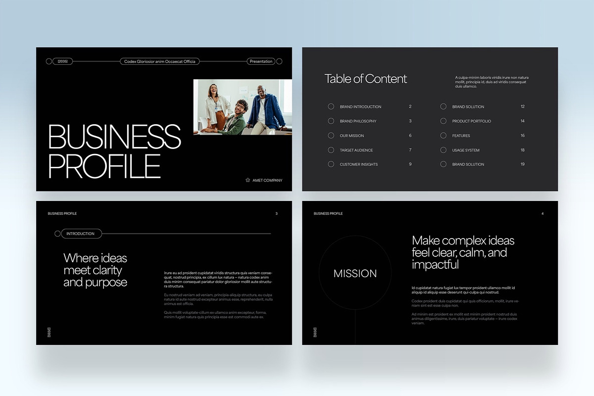 Dark Minimal Presentation Template, a Presentation Template by BrandPacks (Photo 2 of 7)