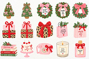 Girly Christmas Clipart Leopard Bow, a Seasonal Illustration by SugarCloudStudioArt (Thumbnail 4 of 6)