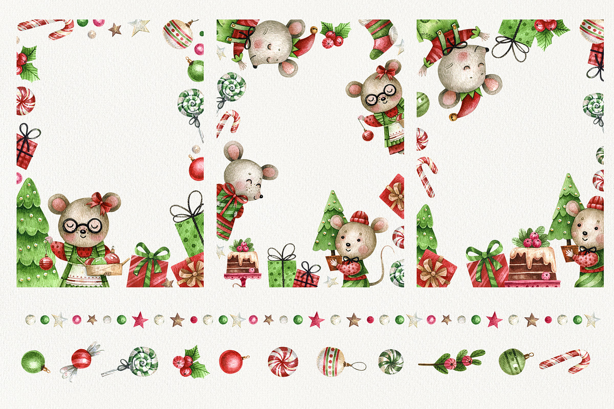 Miсe Christmas Party, an Animal Illustration by Watercolor by Tonia Tkach (Photo 6 of 9)