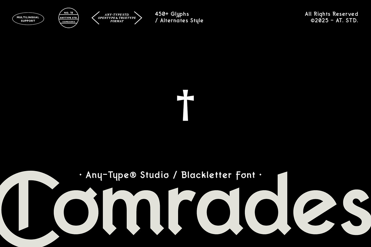 Comrades Blackletter Font, a Blackletter Font by Any-Type® Foundry (Photo 1 of 12)