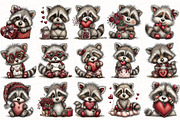 Whimsical Valentine Raccoon Clipart, an Illustration by OK Design (Thumbnail 3 of 6)