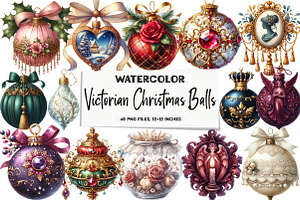 Victorian Christmas Balls Clipart, an Illustration by DreamArtGraphic