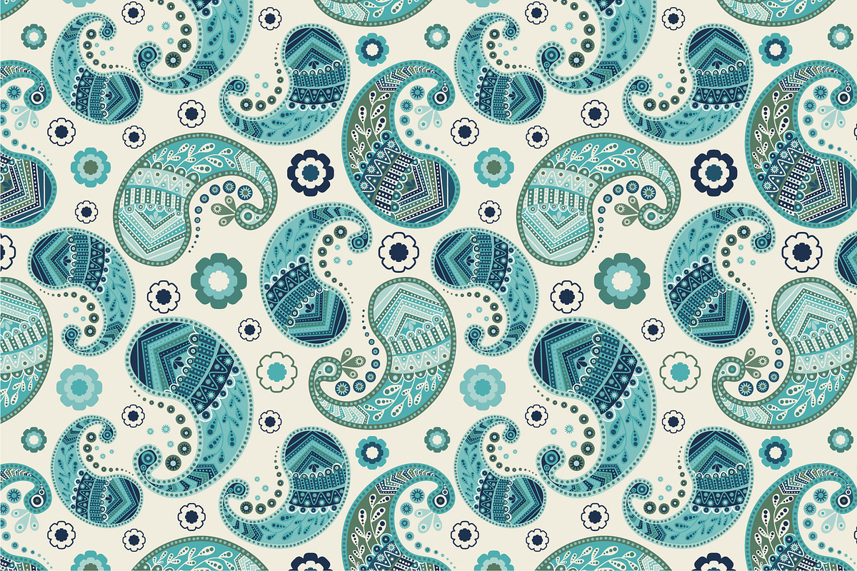 Blue Paisley pattern, a Pattern Graphic by Sunny_Lion