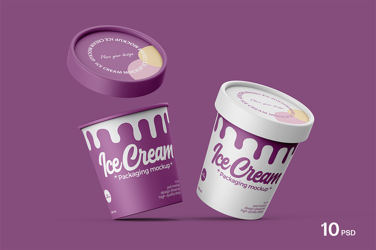 Ice Cream Tub Mockup, a Packaging Mockup by RamStudio2 (Photo 1 of 14)
