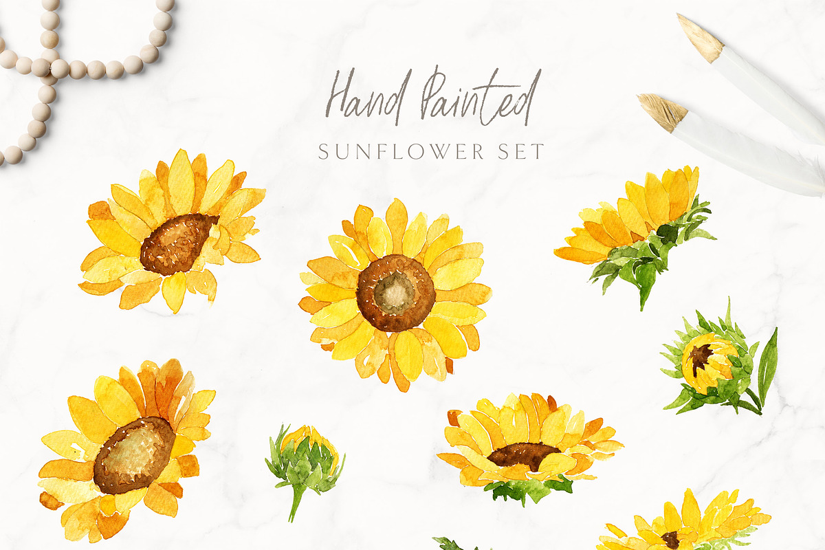 Watercolor Sunflowers, a Decorative Illustration by BlueRobinDesignShop (Photo 4 of 4)
