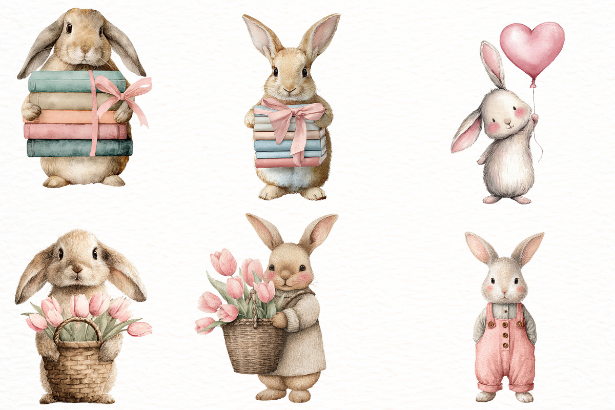 Bunny Clipart, Cute Easter Clipart, an Illustration by Designworld (Photo 4 of 7)