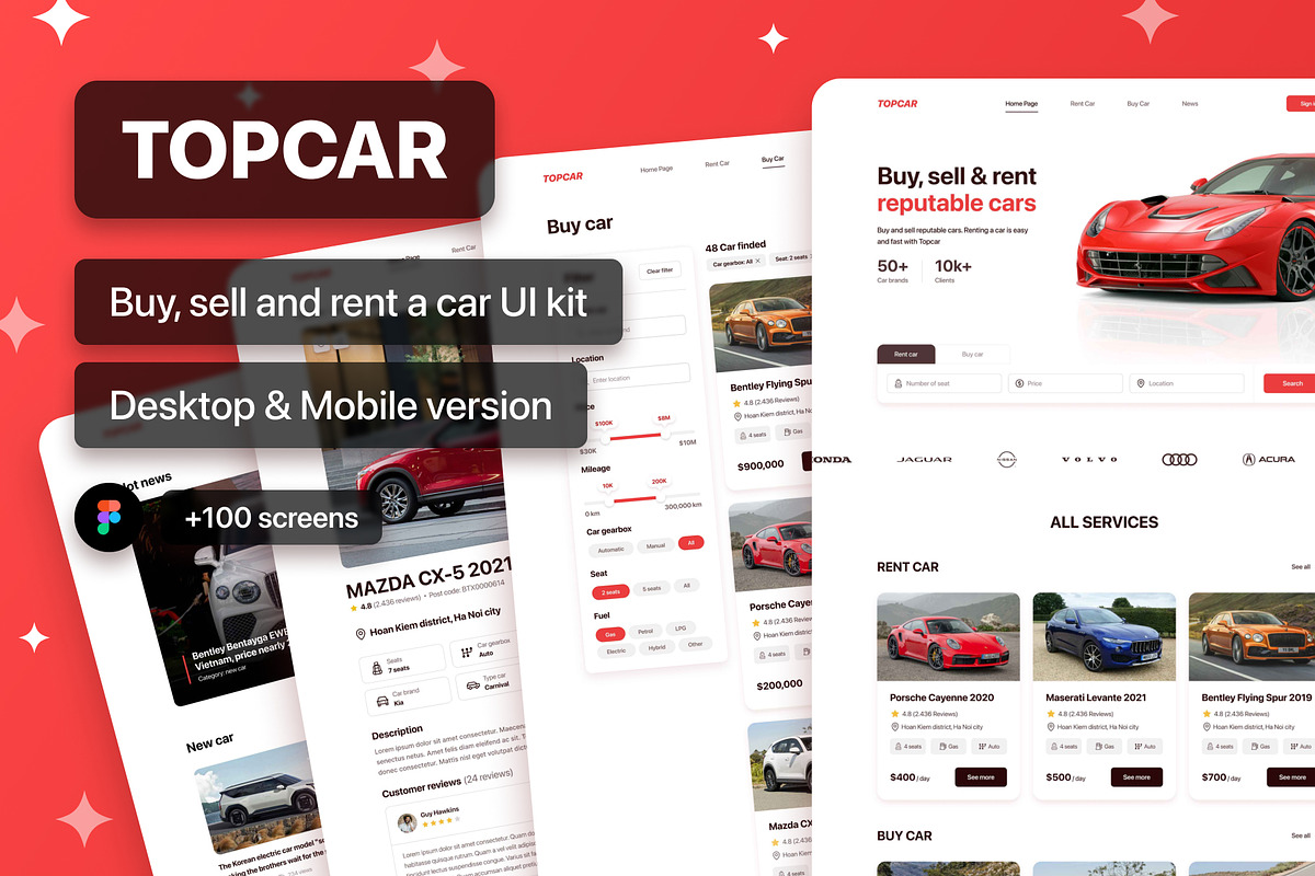 Topcar - Buy, sell and rent a car, an UI Kit Template by TruongHuy10 (Photo 1 of 5)