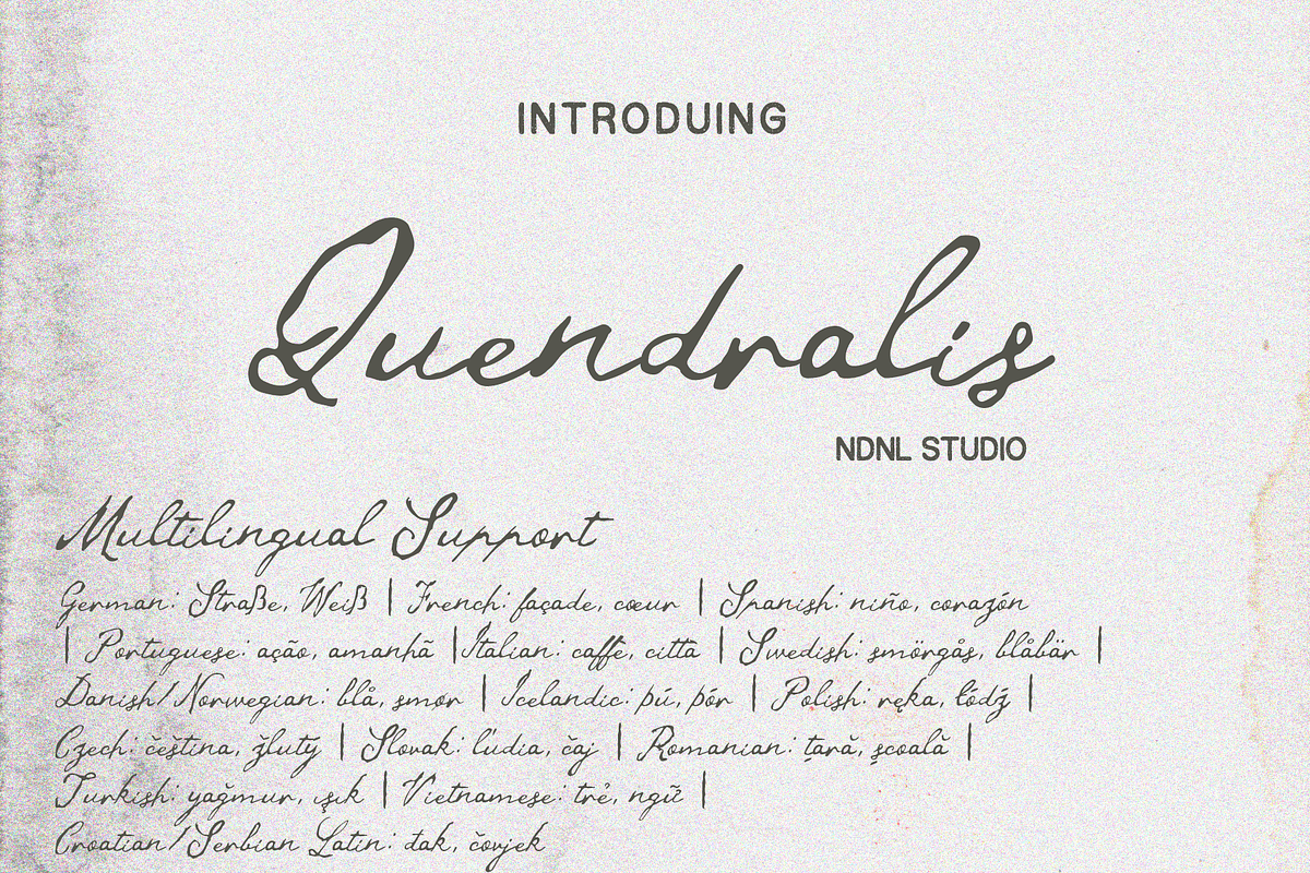 Quendralis – Handwritten Font, a Script Font by NDNL Studio (Photo 2 of 10)