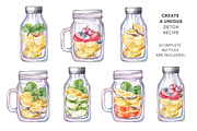 Detox Time. Watercolor Detox Bottle, an Illustration by Olga Olmix (Thumbnail 5 of 6)