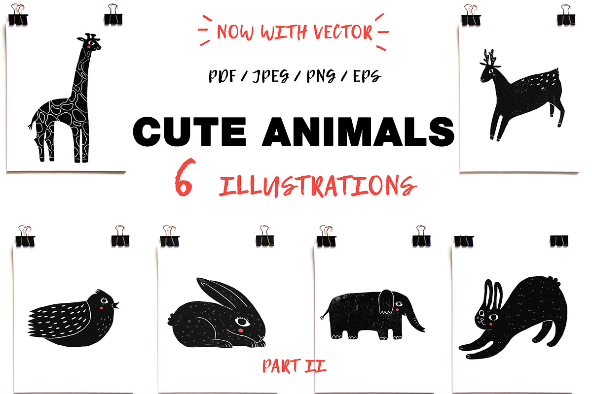 Cute animals / part 2 / Linocut, an Animal Illustration by Mii Lab (Photo 1 of 10)