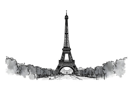 4K Eiffel Tower sketch, a Wallpaper Graphic by Elen_Art