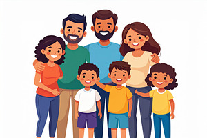 Illustration of happy diverse family standing together, a Person Illustration by DanFLCreativo