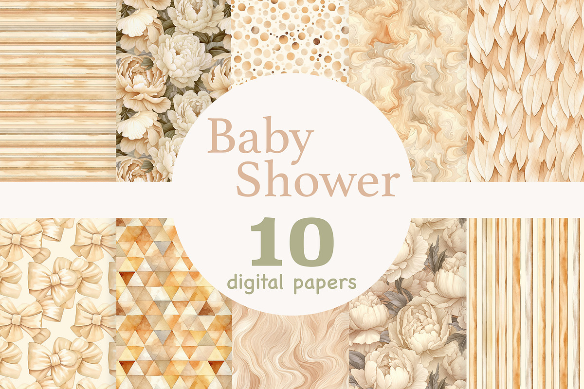Baby Shower Digital Paper | Nursery, a Pattern Graphic by GlamArtZhanna (Photo 1 of 3)