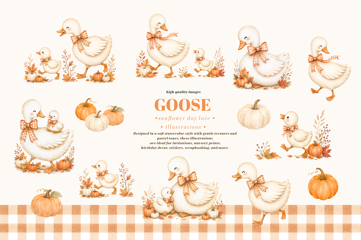 Fall Autumn Goose Pumpkin Clipart, an Animal Illustration by Sunflower Day Love (Photo 1 of 4)