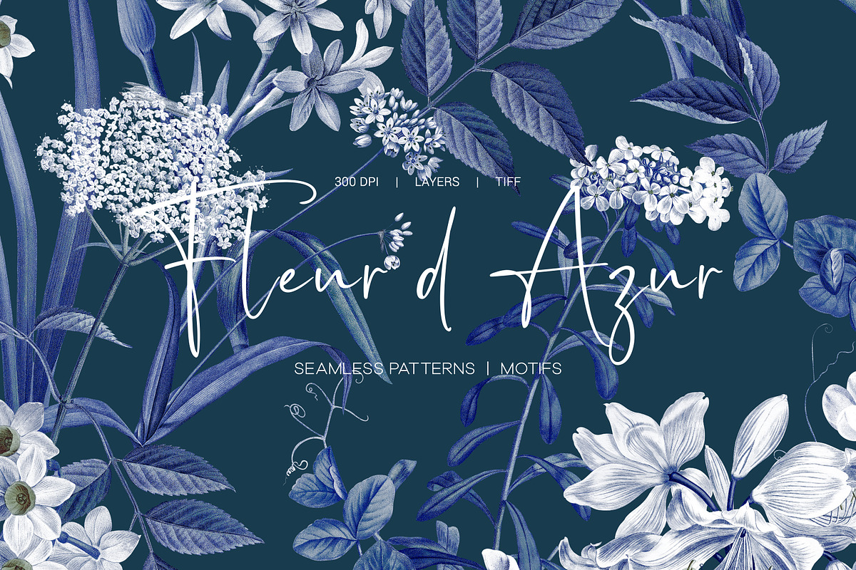 Fleur d’Azur Exquisite Floral Prints, a Pattern Graphic by LEAFure (Photo 1 of 10)