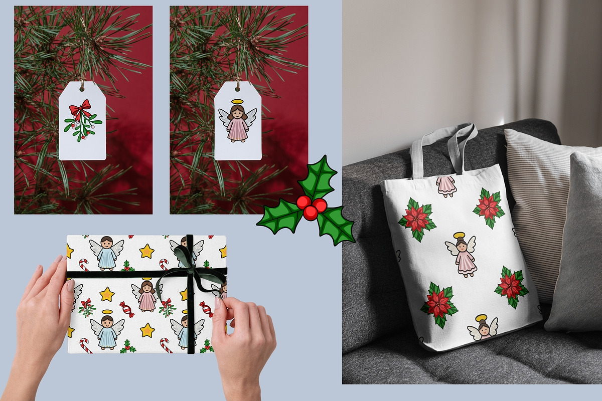 Christmas Angels: Patterns&Clipart, a Seasonal Illustration by Elatedowl (Photo 12 of 15)
