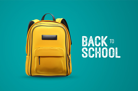Yellow school backpack illustration