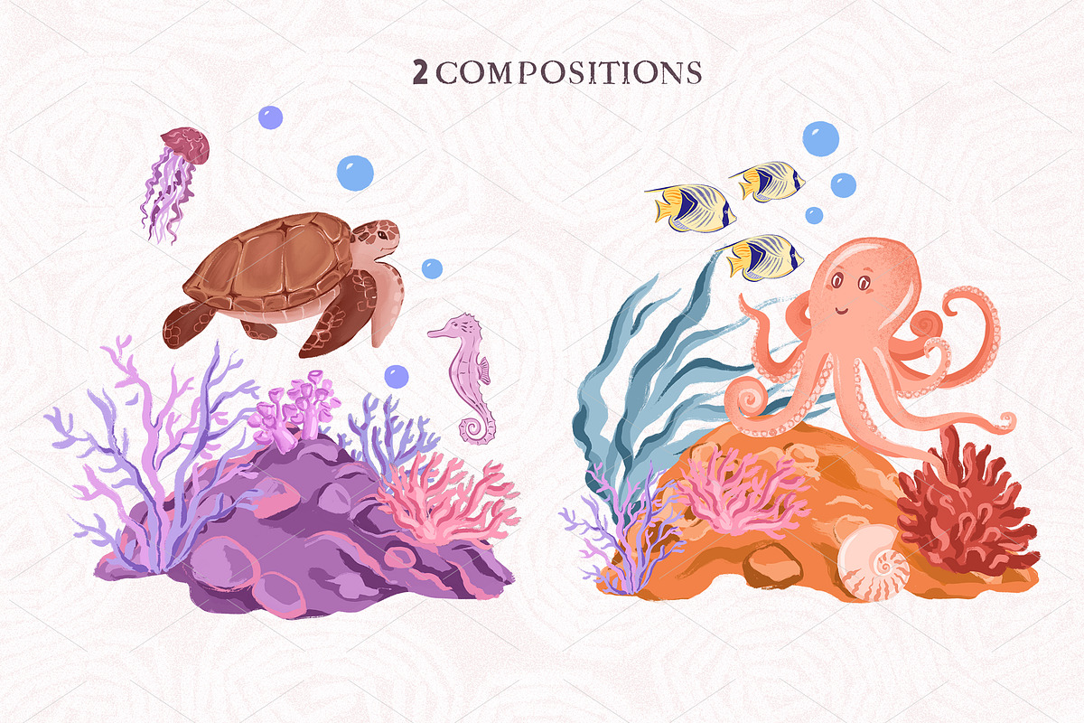 Fabulous Ocean-Graphic Set, an Animal Illustration by Irina Diasli (Photo 5 of 12)