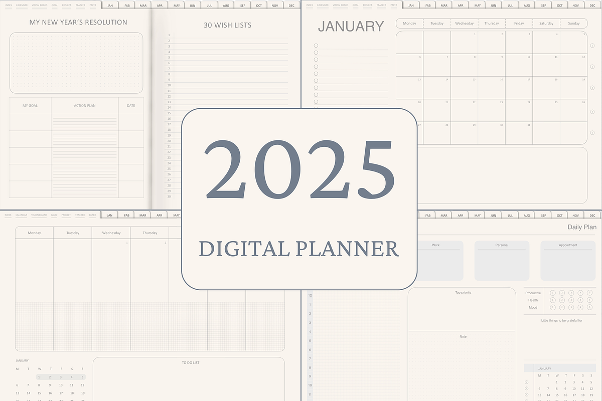 2025 digital planner with hyperlink, a Print Template by Thursdaypaper (Photo 1 of 10)