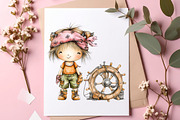 Nautical Sailor Girls Clipart Bundle, an Illustration by SinaCreation (Thumbnail 4 of 9)