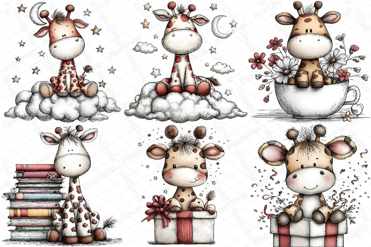 Cute Funny Giraffe - Whimsical Clipa, an Illustration by DreamPrint404 (Photo 4 of 5)