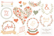 Vector Peach Vintage Flowers, an Illustration by Amanda Ilkov (Thumbnail 1 of 4)