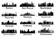 60 City Skyline Silhouettes Set 2, an Illustration by Booblgum (Thumbnail 6 of 9)
