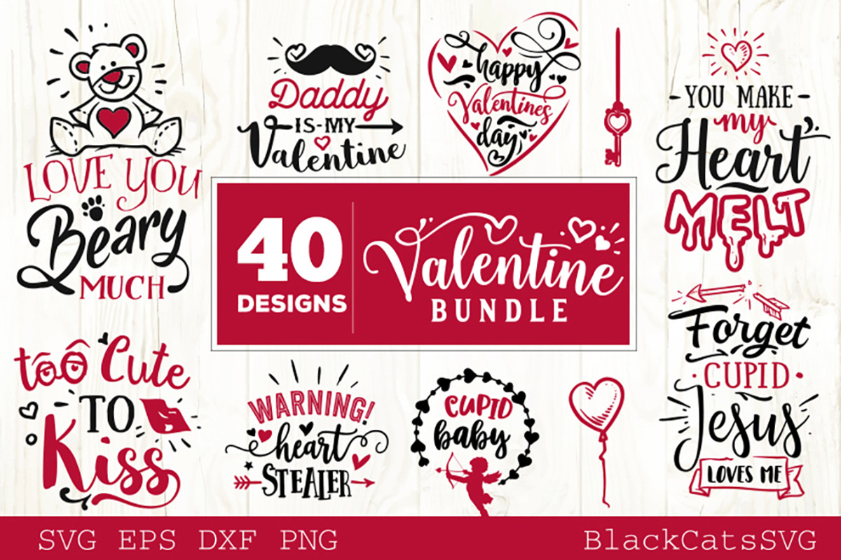 Valentines Day SVG bundle 40 designs, an Illustration by BlackCatsMedia (Photo 5 of 6)