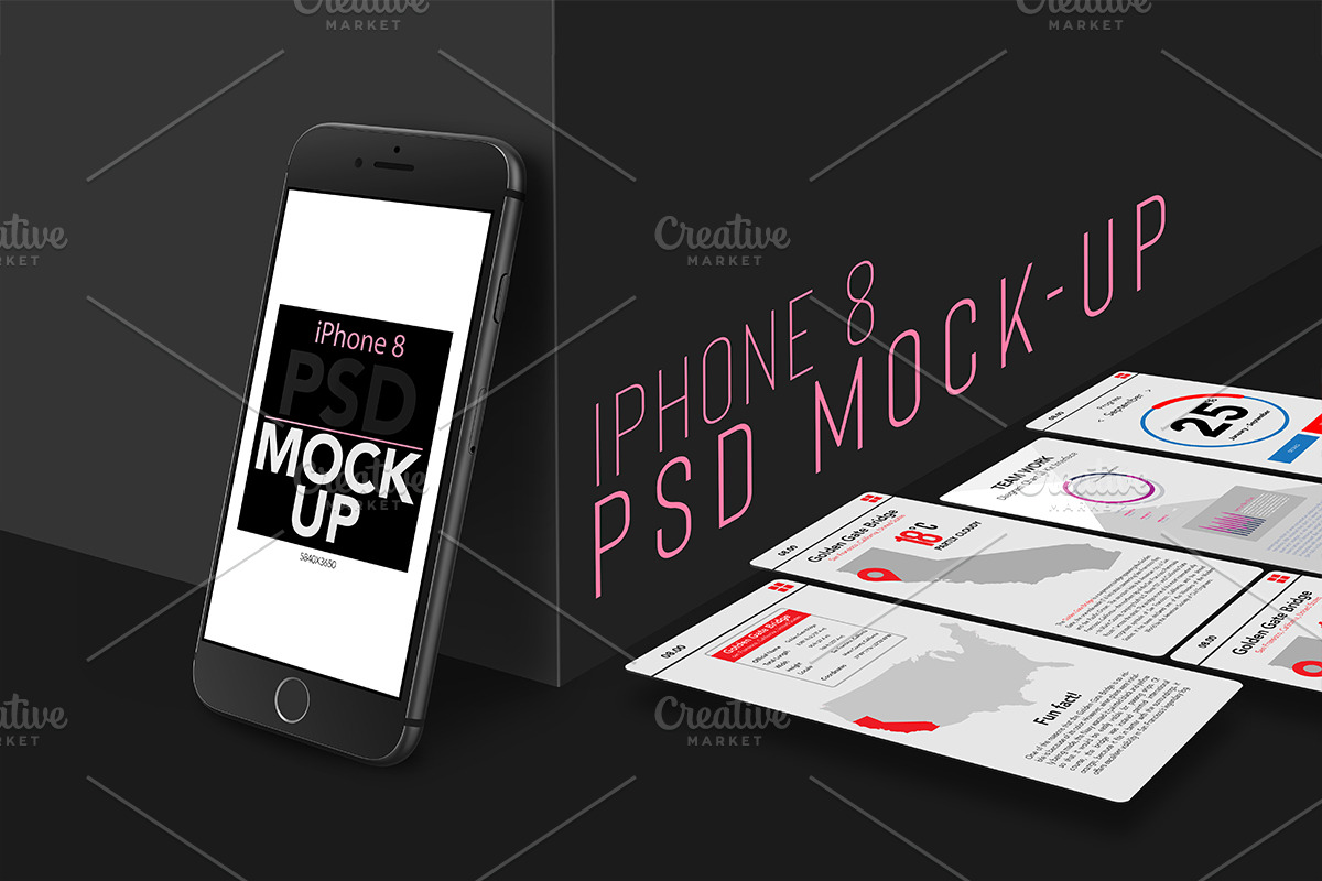 Multiple Colors iPhone 8 PSD Mockups, an iPhone Mockup by Sinlatown (Photo 7 of 11)