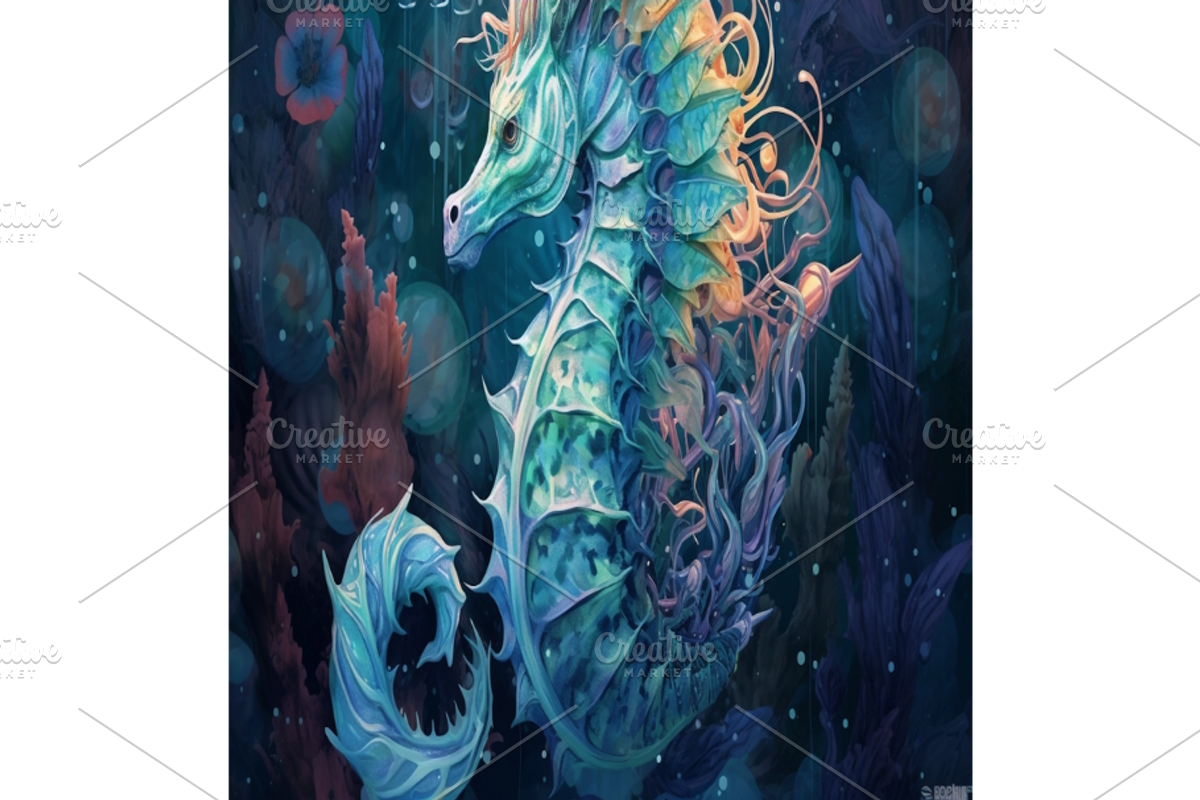 Art, Custom Seahorse, template, a Stationery Template by Boho Pixel Dust (Photo 1 of 3)
