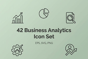 42 Business Analytics Icon Set, an Outline Icon by adenpinkstore
