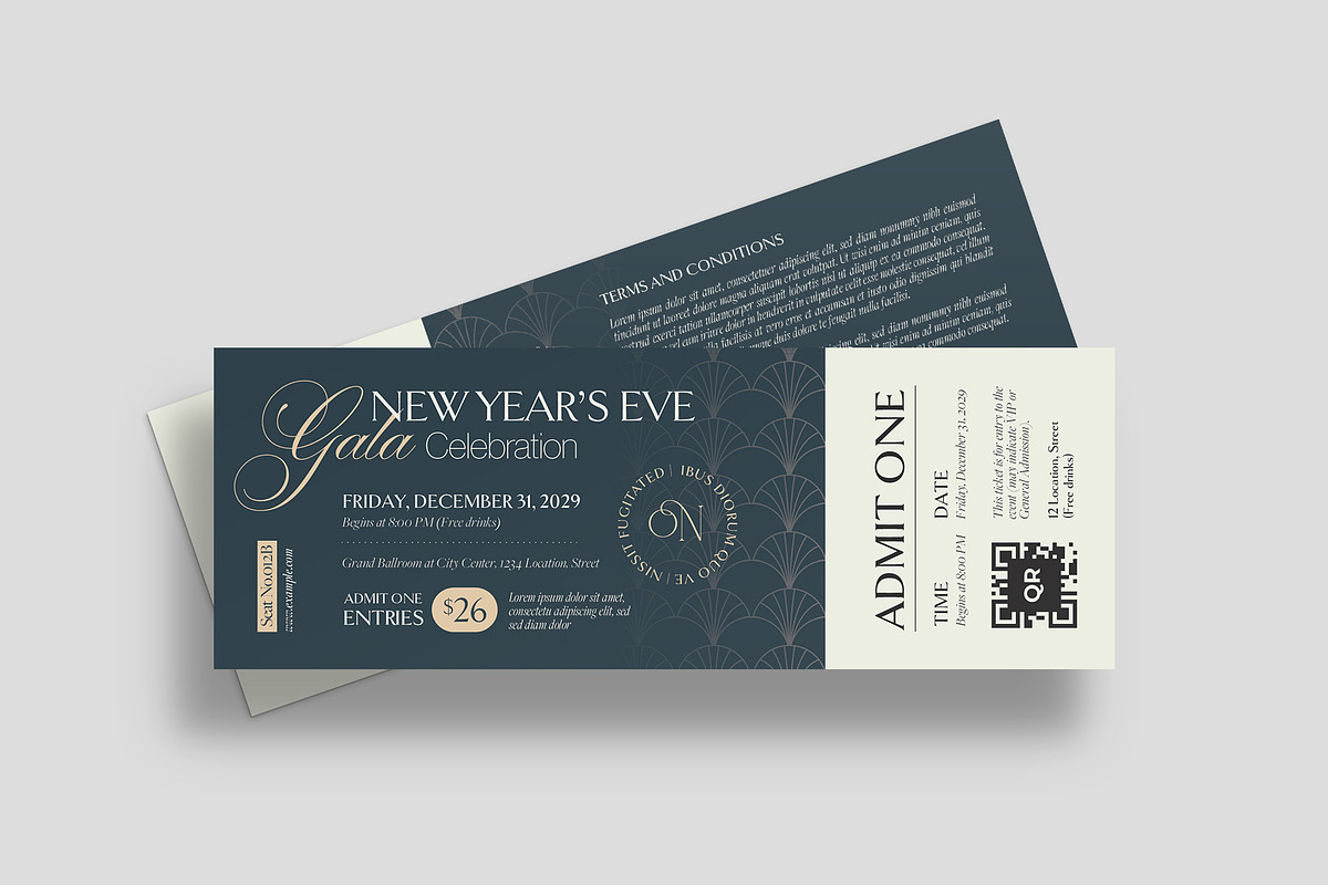 NYE Event Ticket Template, a Stationery Template by BrandPacks (Photo 2 of 5)
