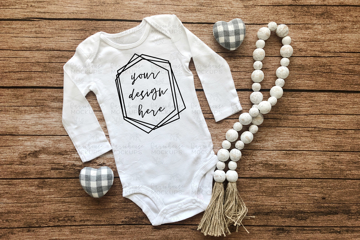 Baby Long Sleeve Onesie Mock Up, a Shirt Mockup by Affinity Grove (Photo 8 of 11)